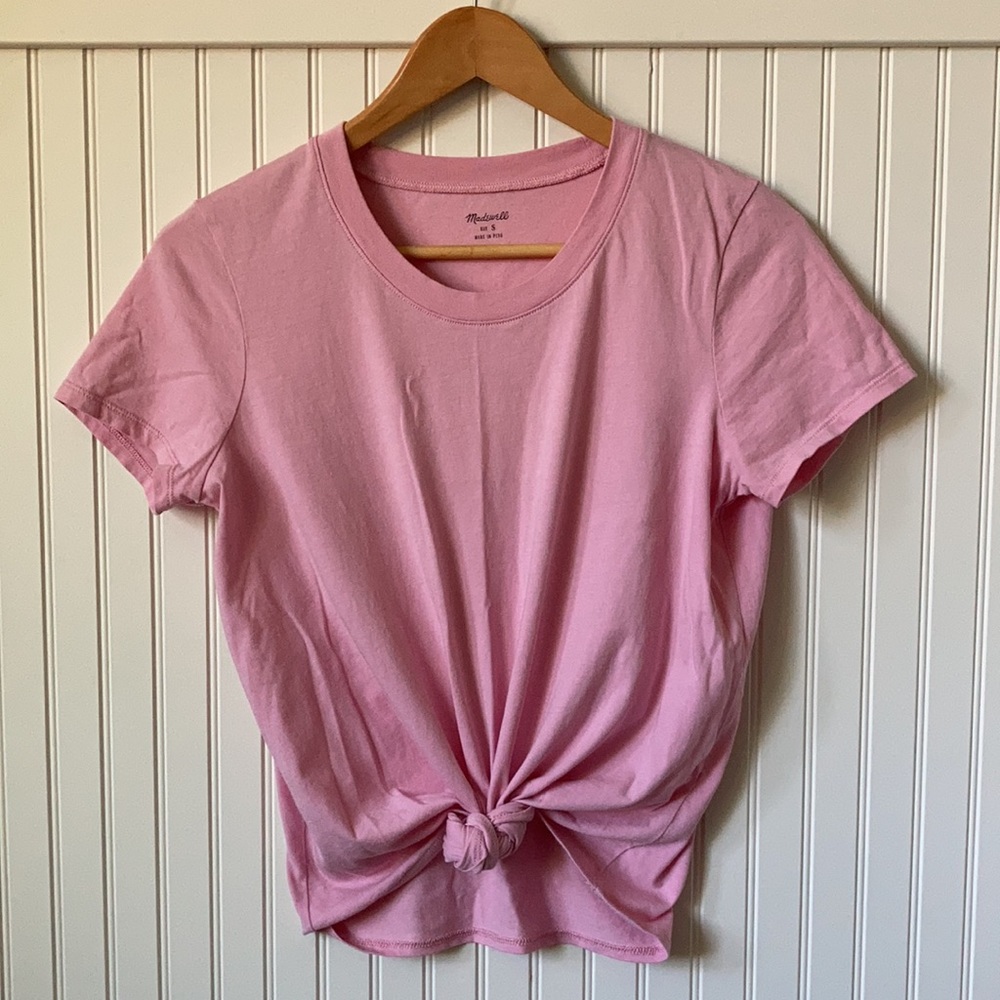 SOLD - EUC Madewell Pink Tie-Front Cotton Tee (S)